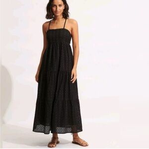 Seafolly Broderie Anglaise Eyelet Tiered Maxi Dress